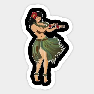 Beautiful Hula Girl Dancing the Hula Sticker